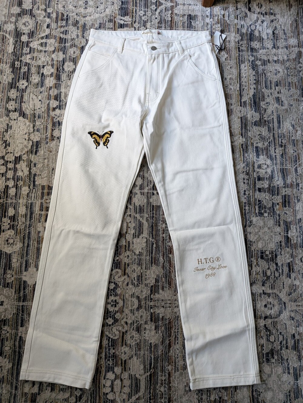 Honor The Gift HTG Inner City Love Embroidered White Denim Jeans NWT Size 32